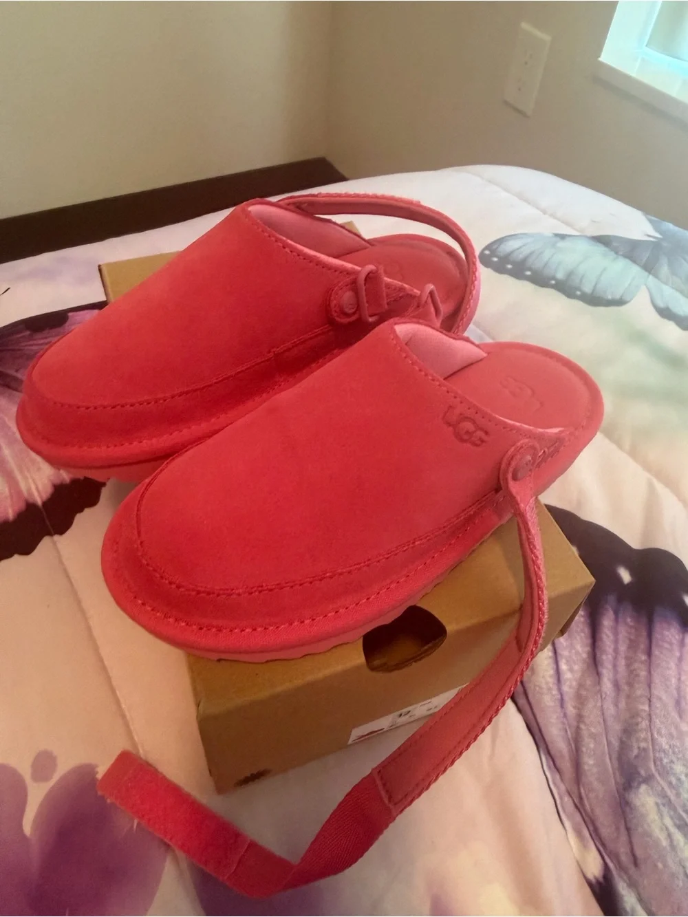 UGG Coral Pink Suede Backstrap Clogs